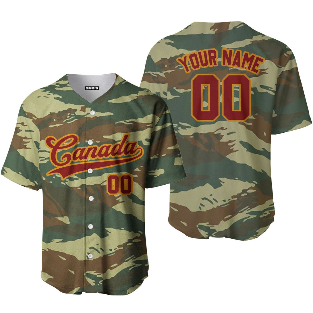 Canada Camouflage Red Yellow Custom Name Baseball Jerseys For Men & Women