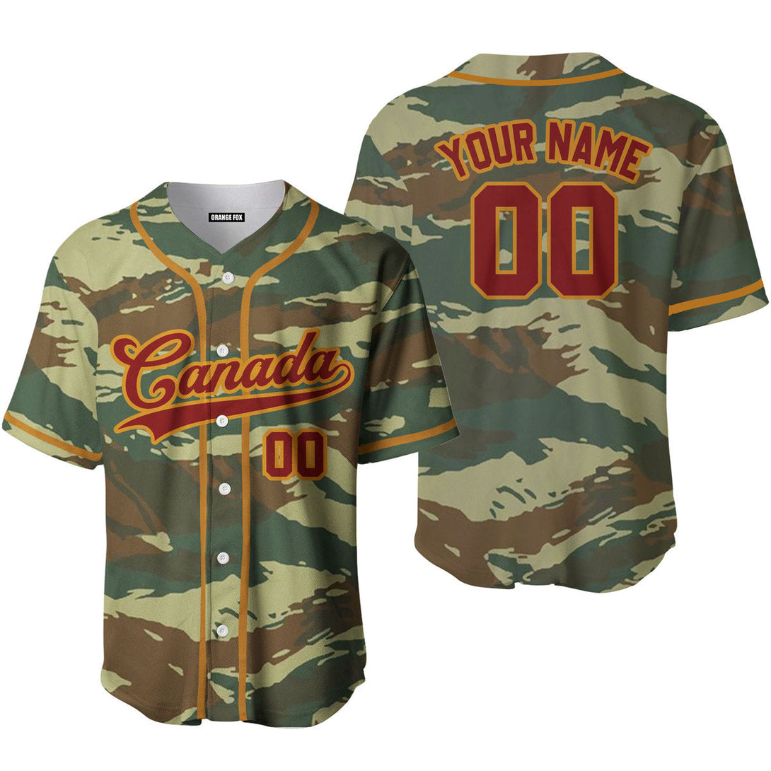 Canada Camouflage Red Yellow Custom Name Baseball Jerseys For Men & Women