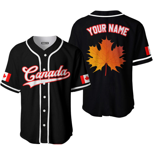 Canada Flag Maple Leaf Black White Red Custom Name Baseball Jerseys For Men & Women