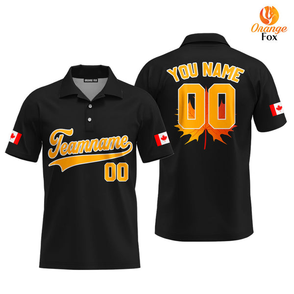 Canada Flag Maple Leaf Yellow White Custom Polo Shirt For Men