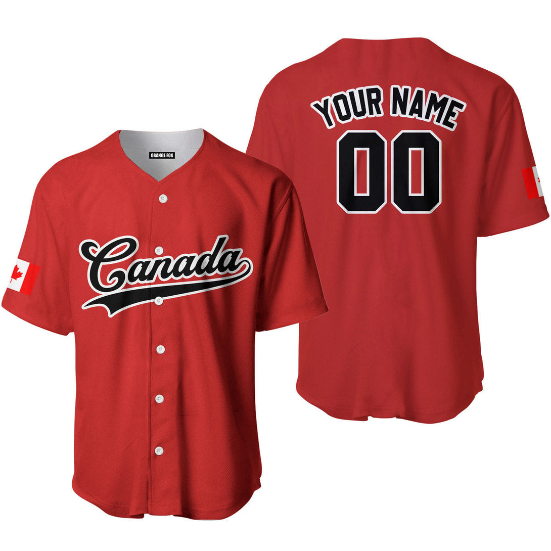 Canada Flag Red Black White Custom Name Baseball Jerseys For Men & Women