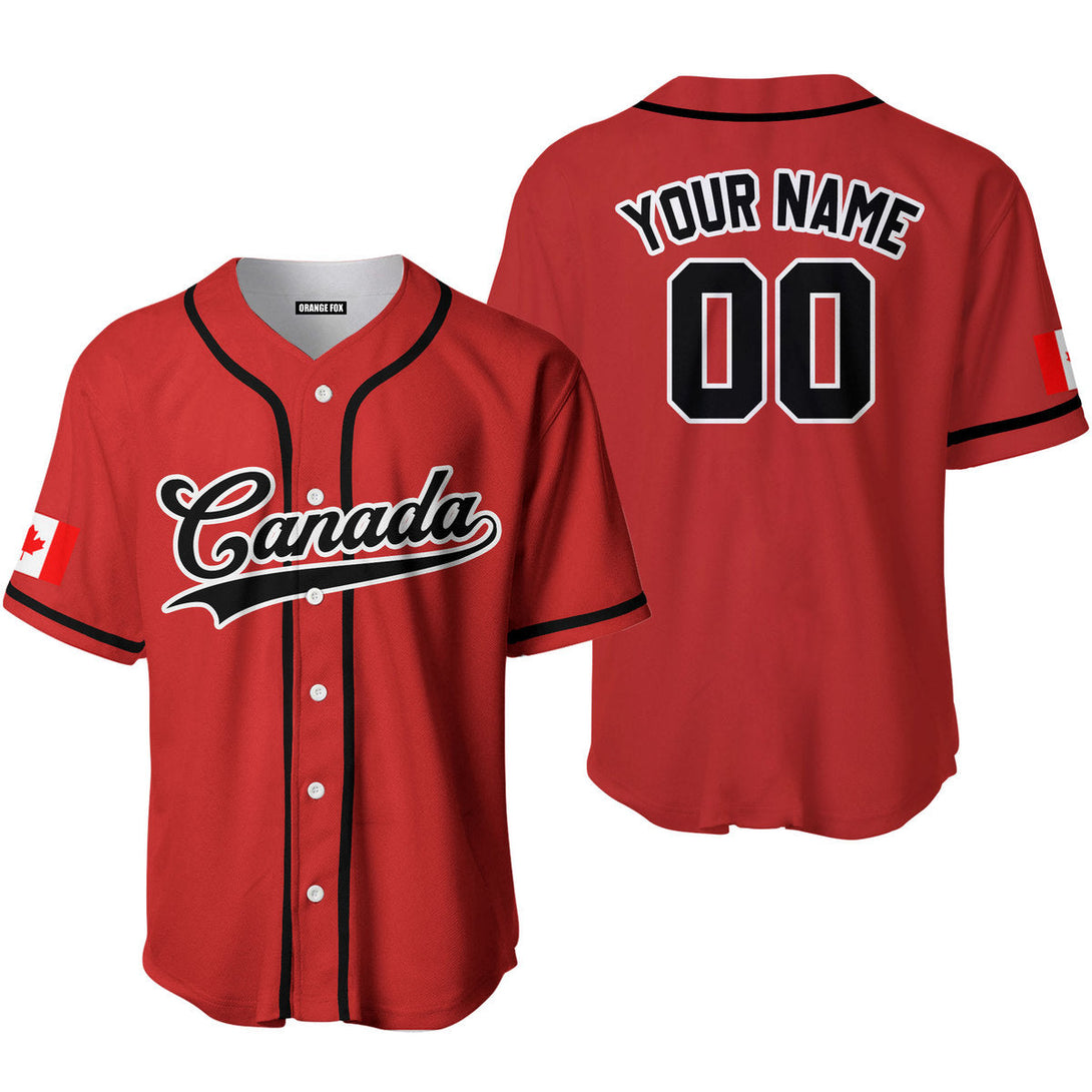 Canada Flag Red Black White Custom Name Baseball Jerseys For Men & Women