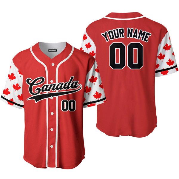 Canada Flag Red Black White Custom Name Baseball Jerseys For Men & Women