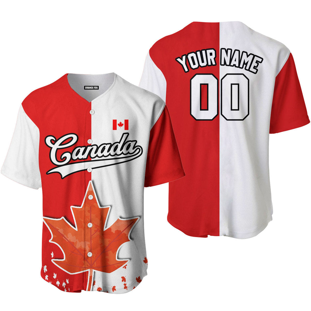 Canada Flag Red White Black Custom Name Baseball Jerseys For Men & Women