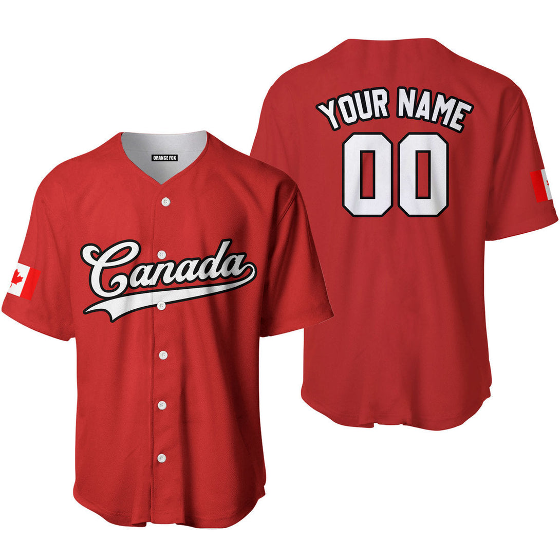 Canada Flag Red White Black Custom Name Baseball Jerseys For Men & Women