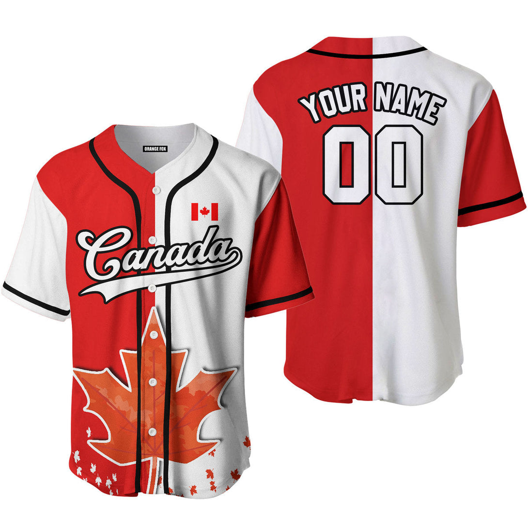 Canada Flag Red White Black Custom Name Baseball Jerseys For Men & Women