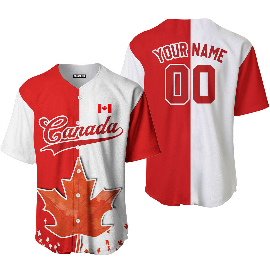 Canada Flag Red White Custom Name Baseball Jerseys For Men & Women