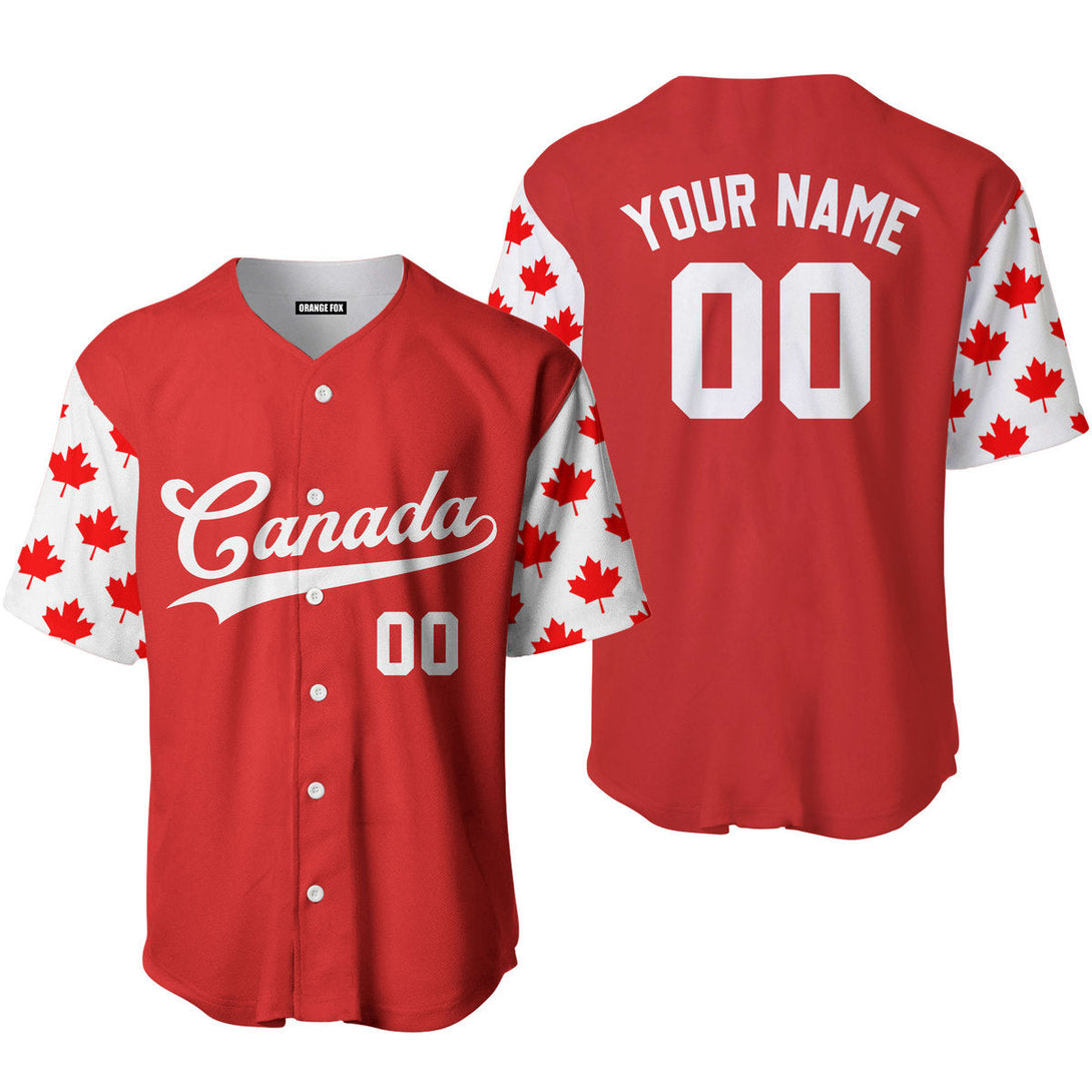 Canada Flag Red White Custom Name Baseball Jerseys For Men & Women
