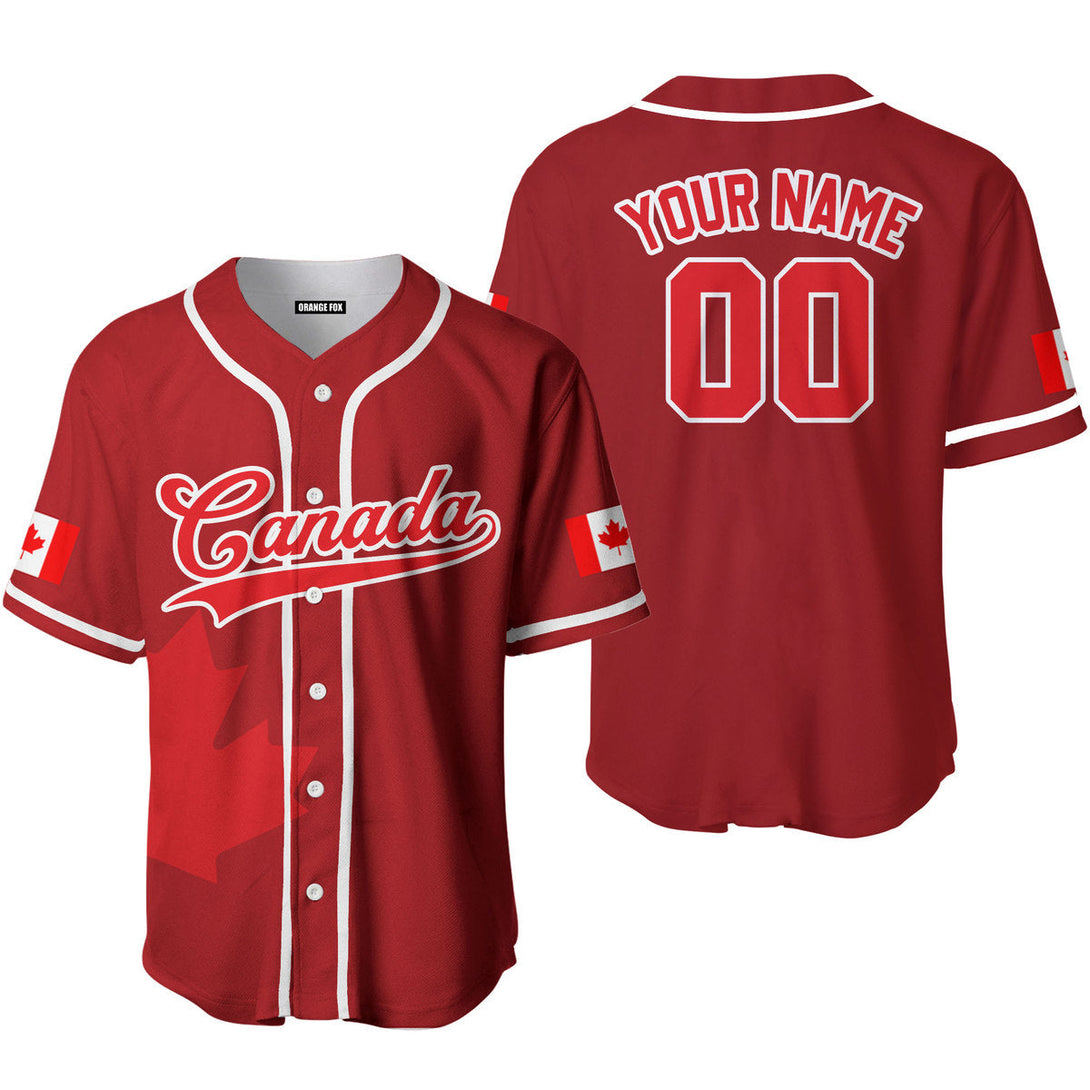 Canada Flag Red White Custom Name Baseball Jerseys For Men & Women