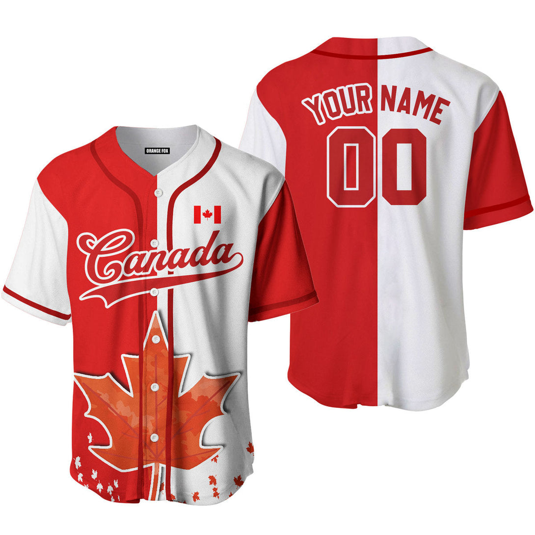 Canada Flag Red White Custom Name Baseball Jerseys For Men & Women