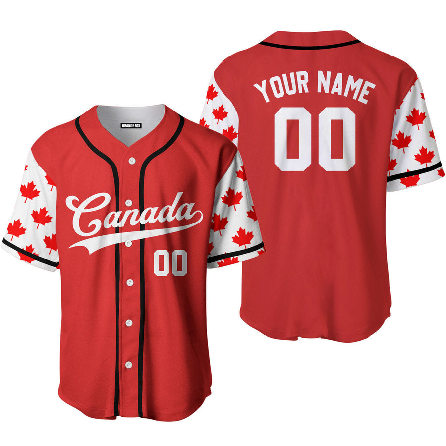 Canada Flag Red White Custom Name Baseball Jerseys For Men & Women