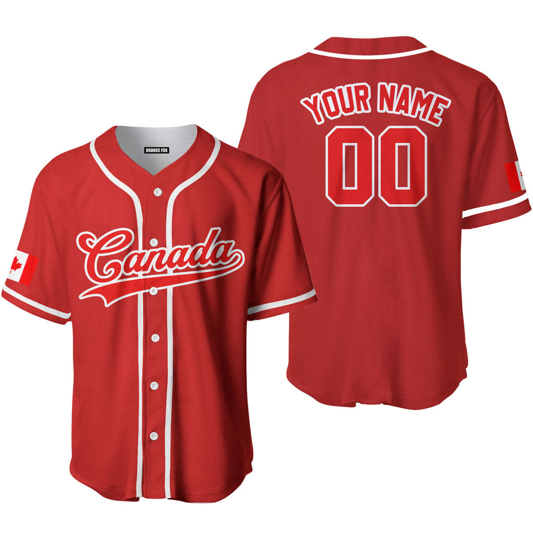 Canada Flag Red White Custom Name Baseball Jerseys For Men & Women