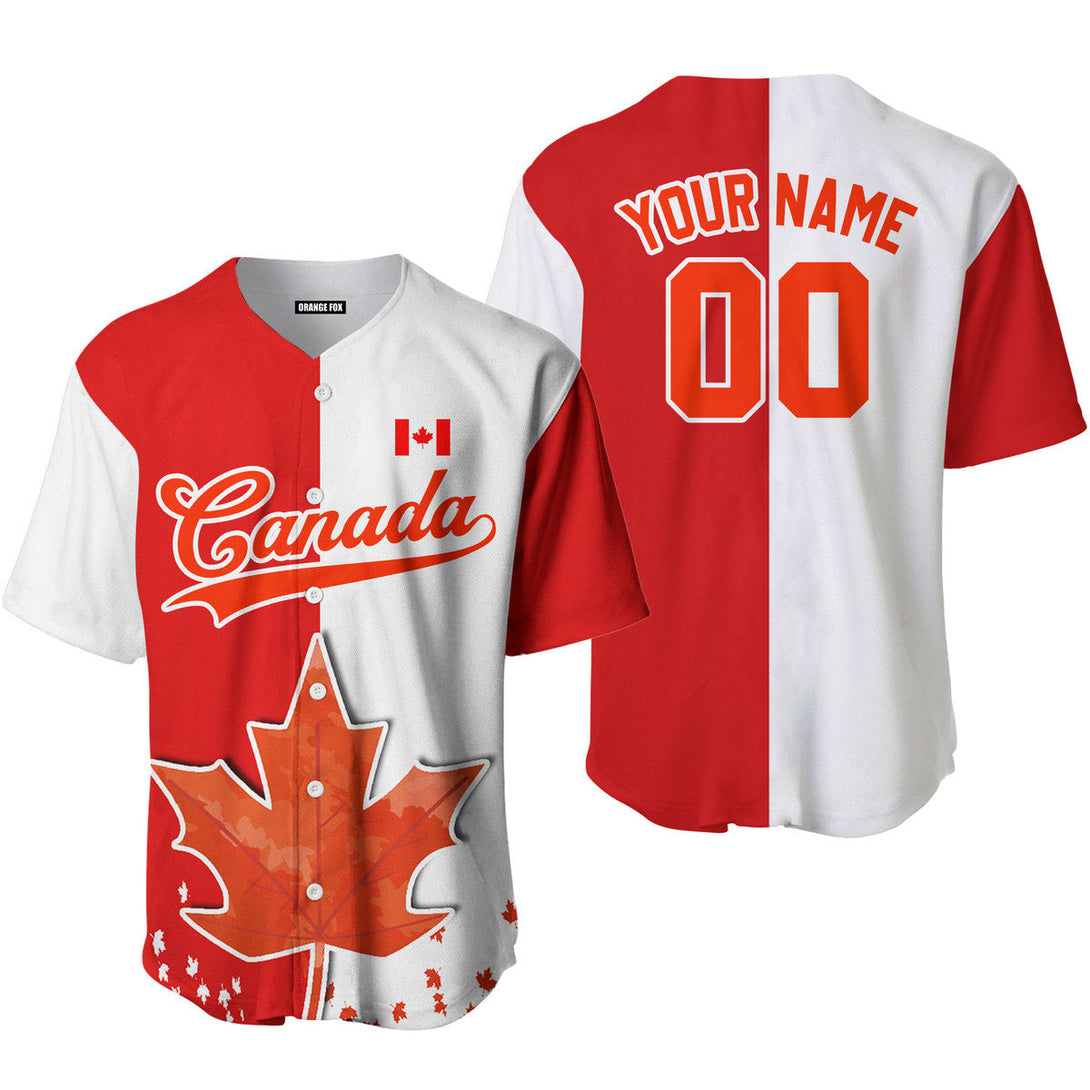 Canada Flag Red White Orange Custom Name Baseball Jerseys For Men & Women