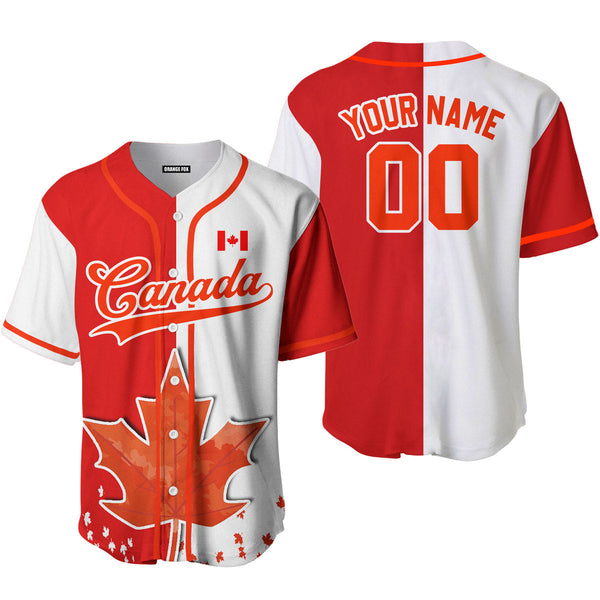 Canada Flag Red White Orange Custom Name Baseball Jerseys For Men & Women