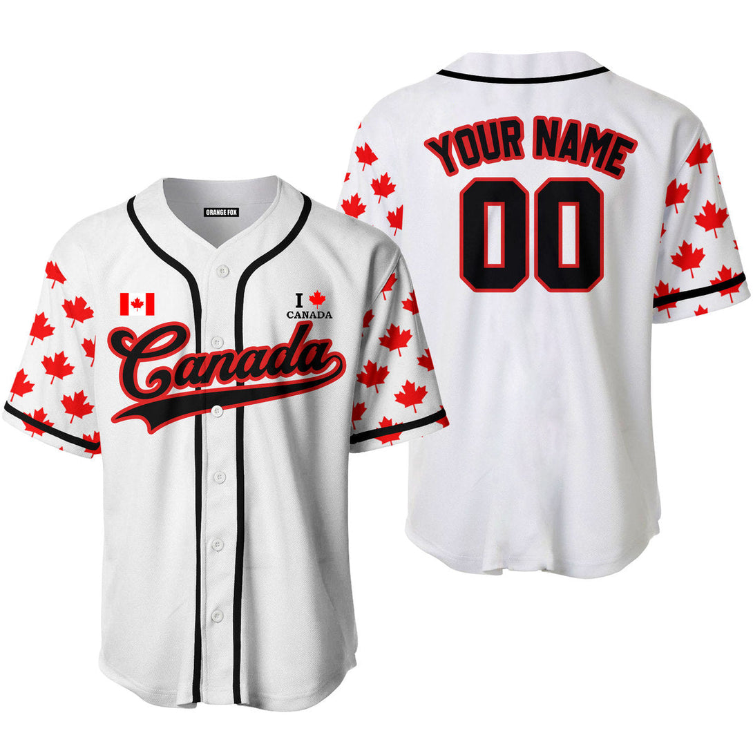 Canada Flag White Black Red Custom Name Baseball Jerseys For Men & Women