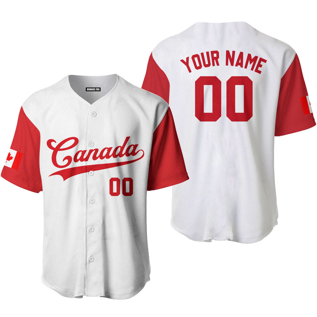 Canada Flag White Light Red Custom Name Baseball Jerseys For Men & Women