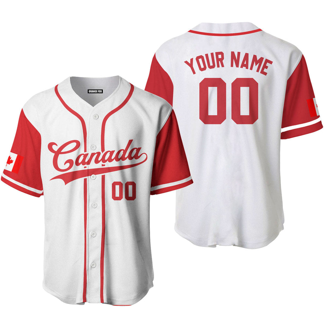 Canada Flag White Light Red Custom Name Baseball Jerseys For Men & Women