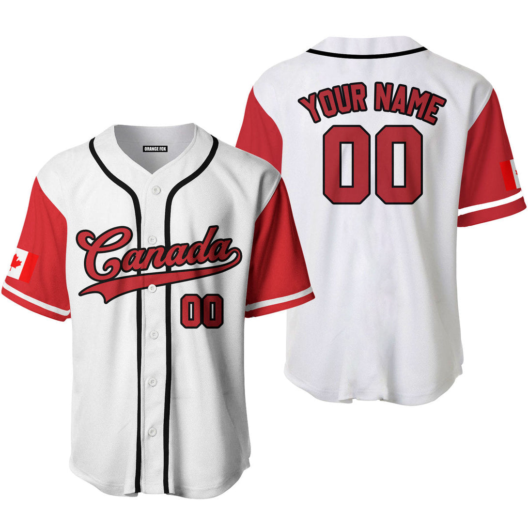 Canada Flag White Pink Black Custom Name Baseball Jerseys For Men & Women