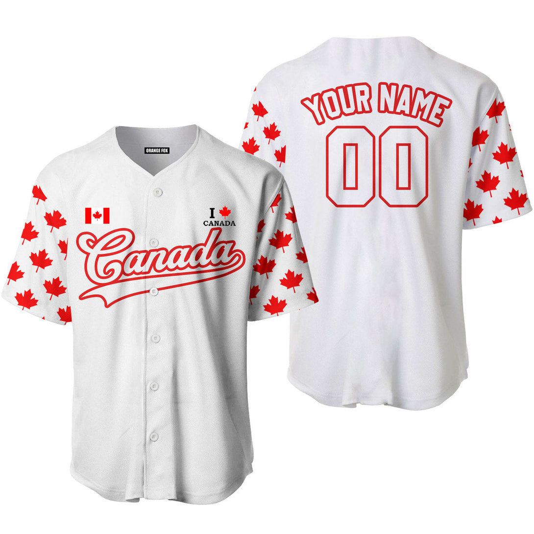 Canada Flag White Red Custom Name Baseball Jerseys For Men & Women