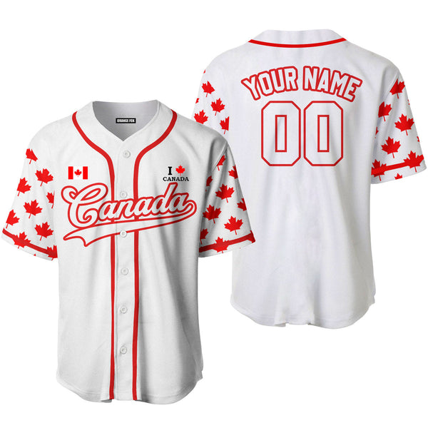 Canada Flag White Red Custom Name Baseball Jerseys For Men & Women