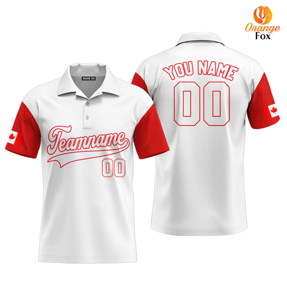 Canada Flag White Red Custom Polo Shirt For Men