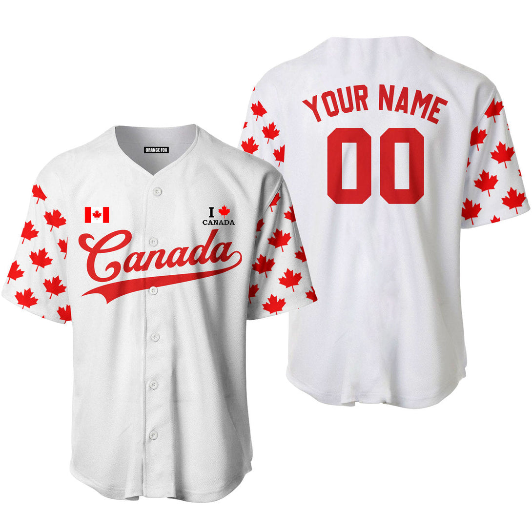 Canada Flag White Red White Custom Name Baseball Jerseys For Men & Women