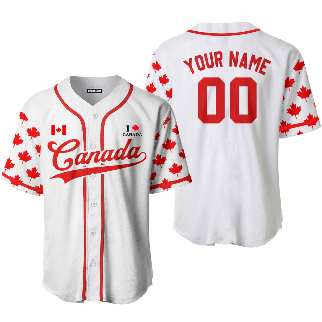 Canada Flag White Red White Custom Name Baseball Jerseys For Men & Women