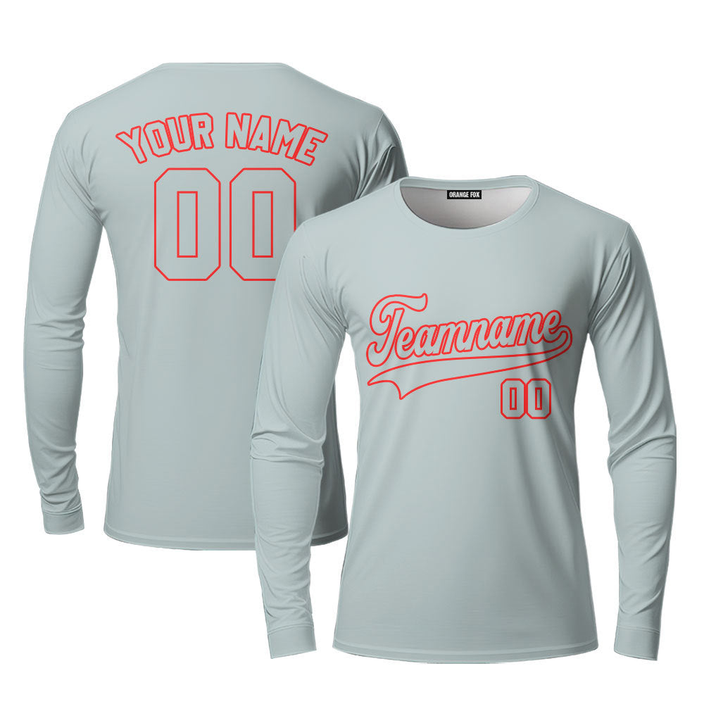 Canada Grey Red Custom Long Sleeve T-Shirt For Men & Women