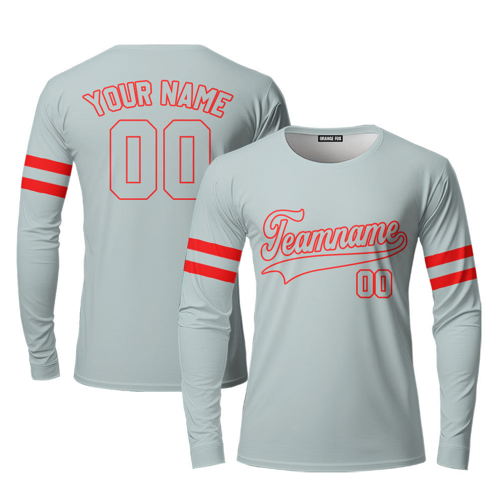 Canada Grey Red Custom Long Sleeve T-Shirt For Men & Women