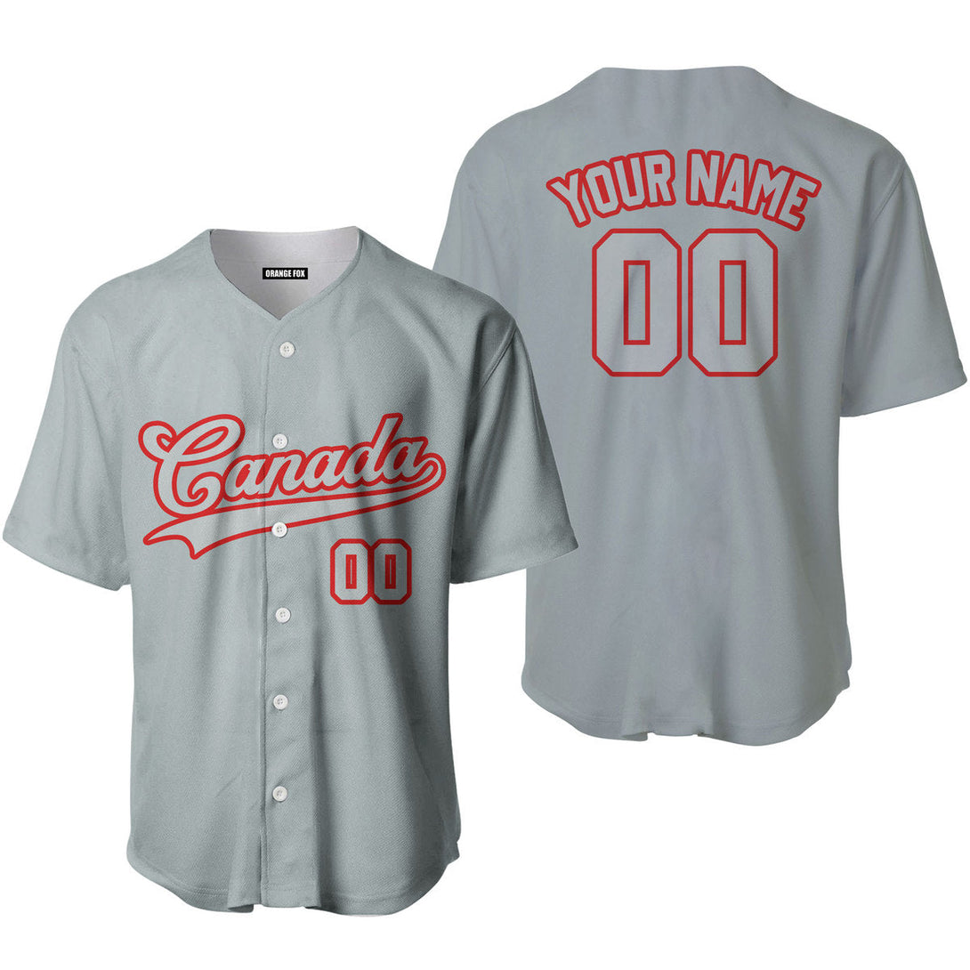 Canada Grey Red Custom Name Baseball Jerseys For Men & Women