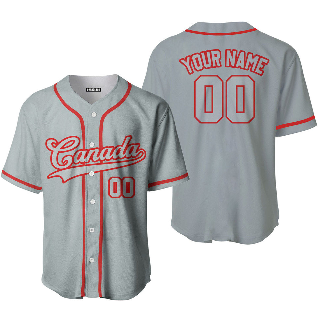 Canada Grey Red Custom Name Baseball Jerseys For Men & Women