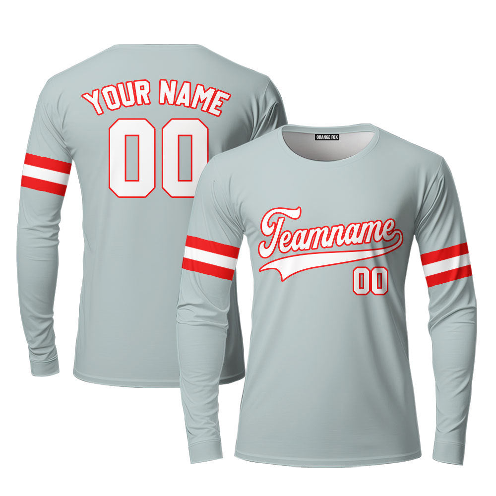 Canada Grey Red White Custom Long Sleeve T-Shirt For Men & Women