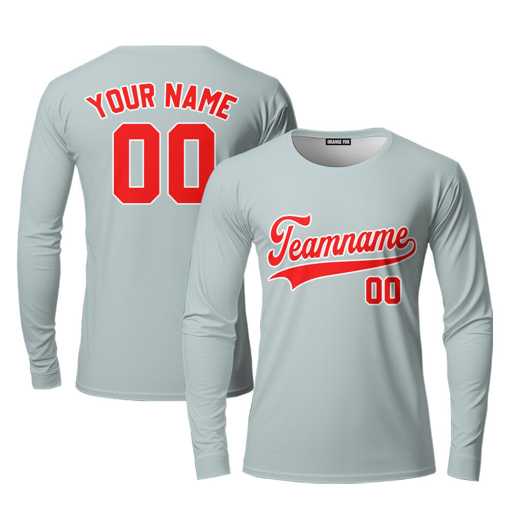 Canada Grey White Red Custom Long Sleeve T-Shirt For Men & Women