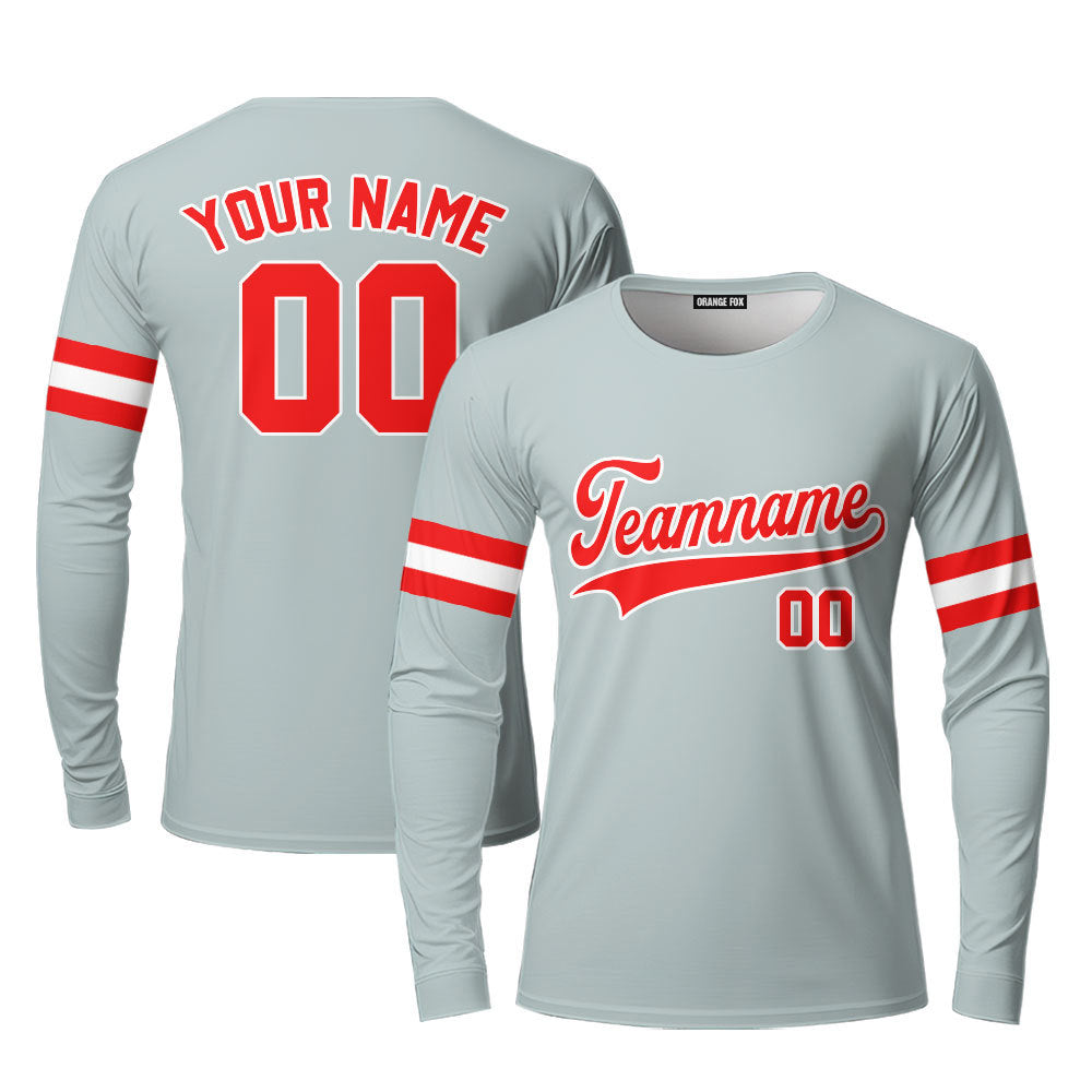 Canada Grey White Red Custom Long Sleeve T-Shirt For Men & Women