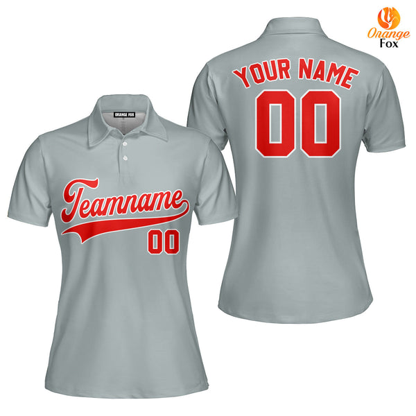 Canada Grey White Red Custom Polo Shirt For Women