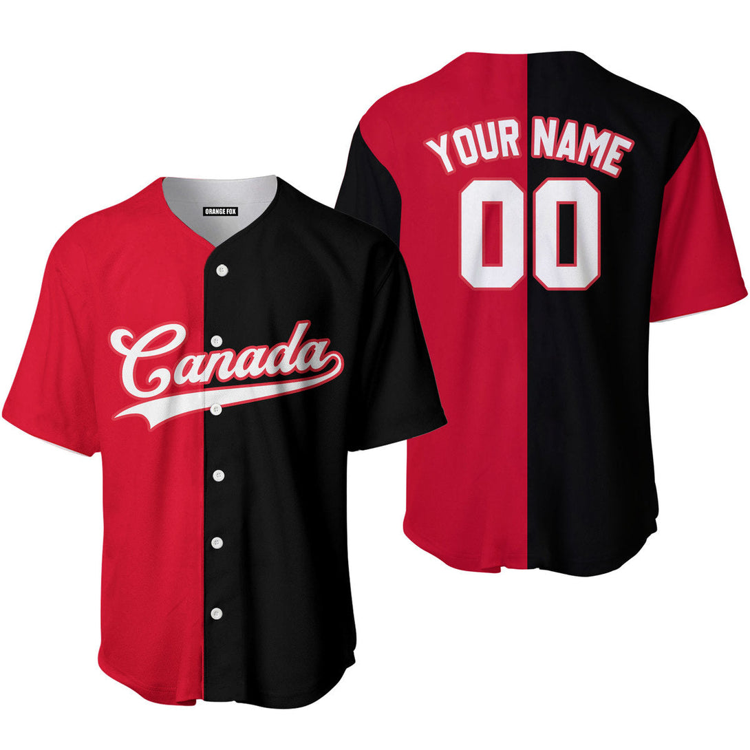 Canada Red Black White Red Custom Name Baseball Jerseys For Men & Women