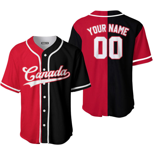 Canada Red Black White Red Custom Name Baseball Jerseys For Men & Women