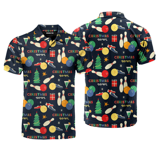 Christmas Colorful Bowling Ball Polo Shirt For Men