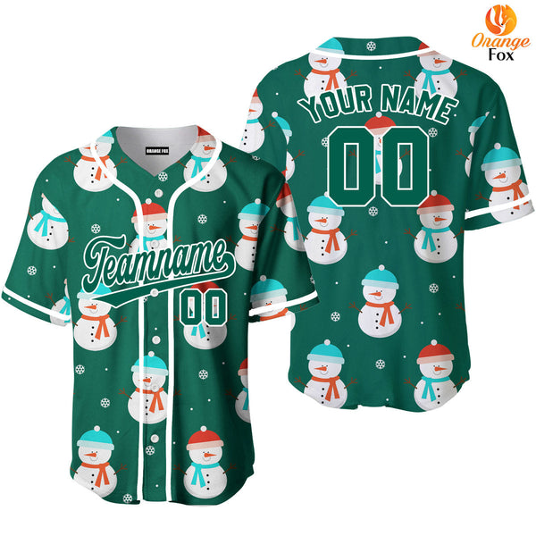 Christmas Moss Green Snowman Snowflakes Baseball Jerseys For Men & Women