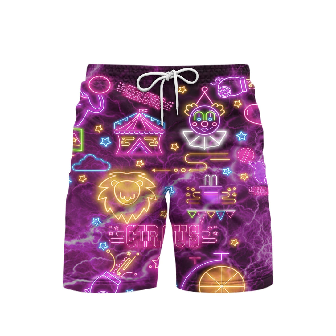 Circus Purple Tropical Beach Shorts For Men