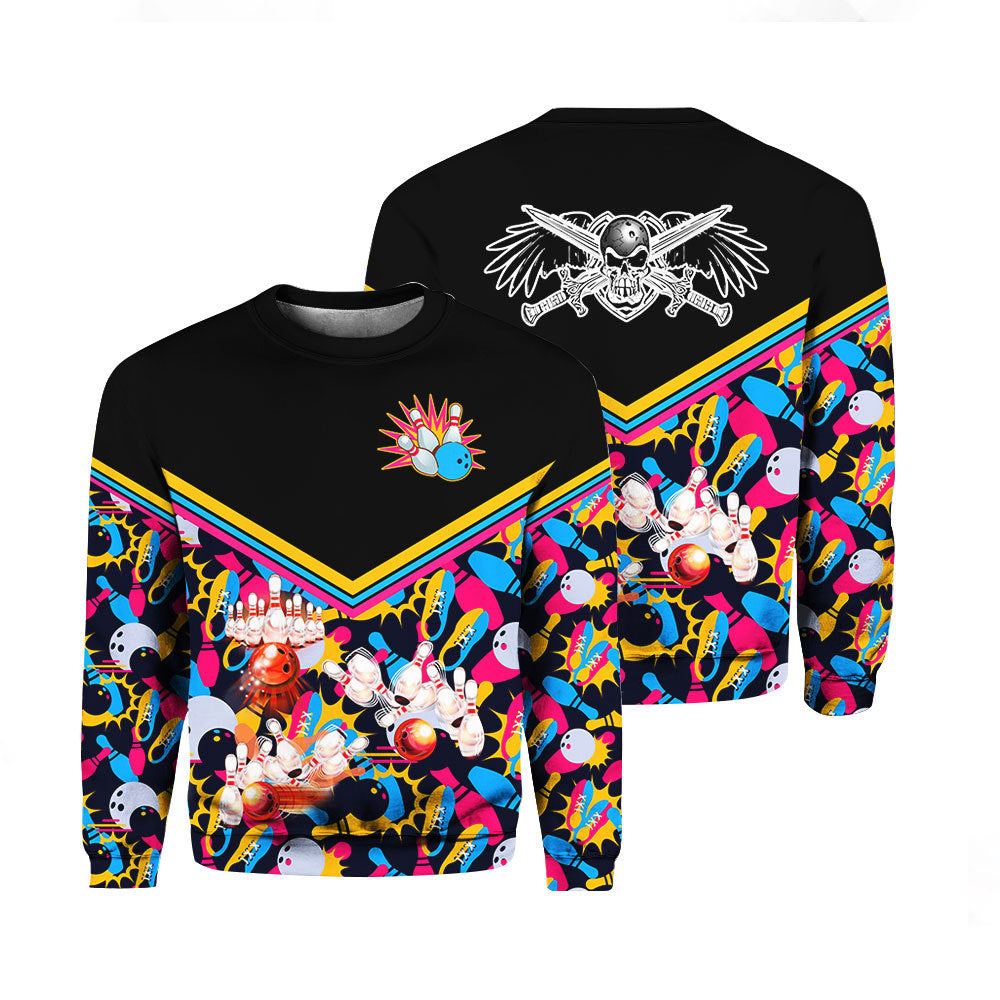 Colorful Bowling Crewneck Sweatshirt For Men & Women