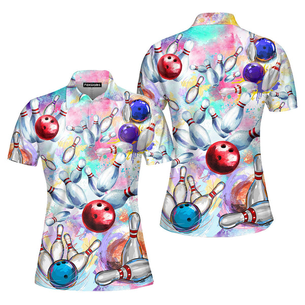 Colorful Bowling Game Polo Shirt For Women
