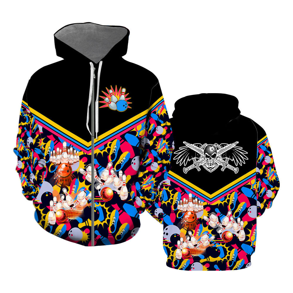 Colorful Bowling Zip Up Hoodie For Men & Women