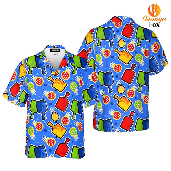 Colorful Pickleball Paddles Pattern Aloha Hawaiian Shirt For Men & Women
