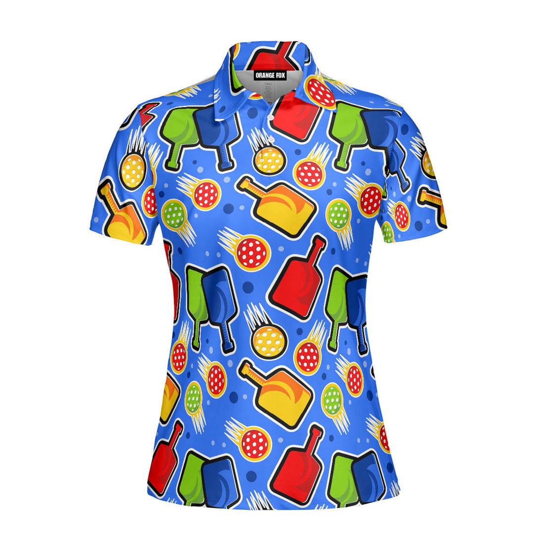 Colorful Pickleball Paddles Polo Shirt For Women