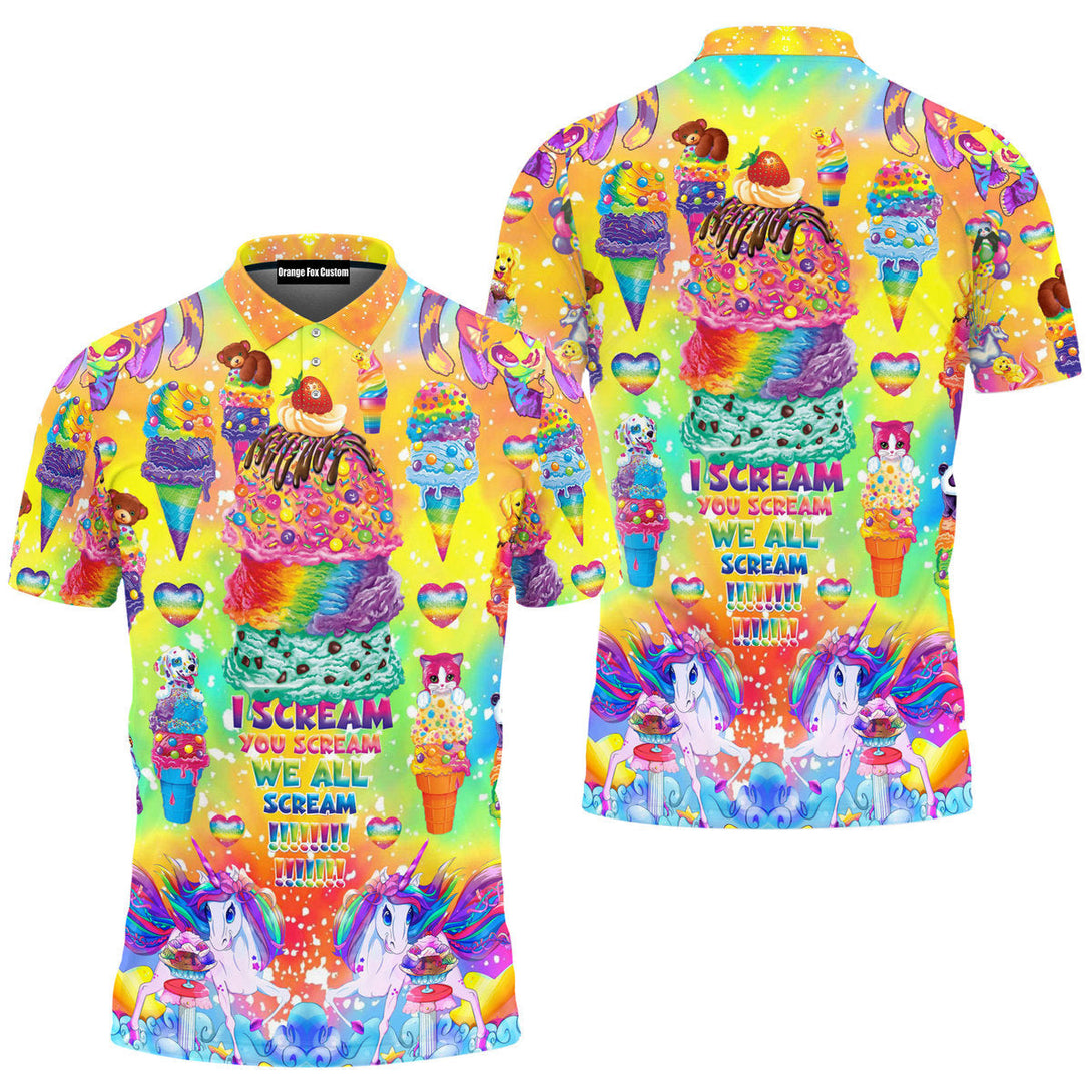 Colorful Rainbow Sweet Ice Cream Polo Shirt For Men