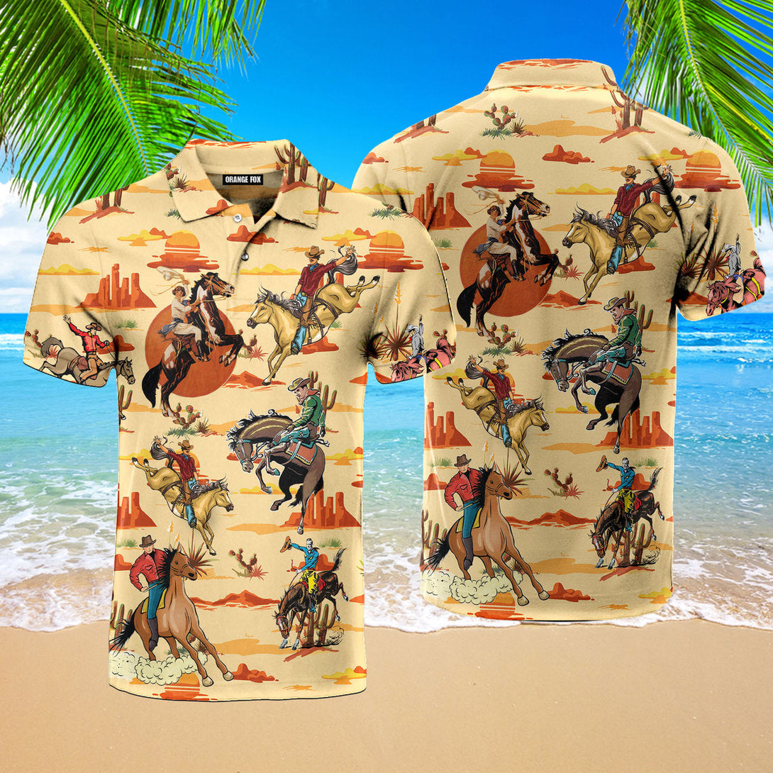 Cowboy Cowgirl - Gift For Cowboys Cowgirls - Vintage Horse Riding Polo Shirt For Men