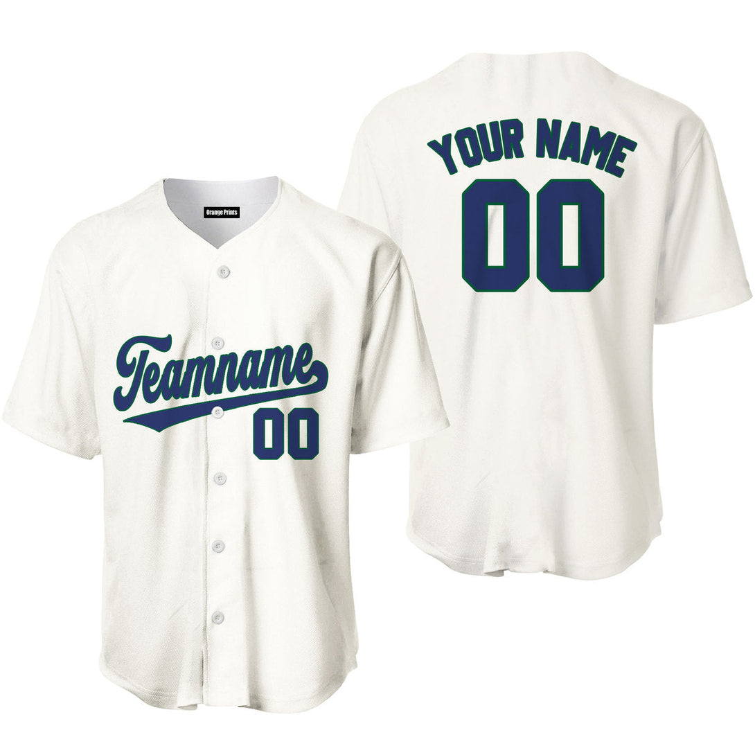 Cream Navy Blue Green Custom Baseball Jerseys For Men & Women