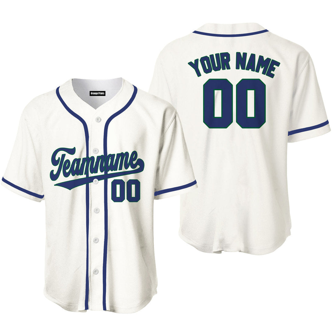 Cream Navy Blue Green Custom Baseball Jerseys For Men & Women