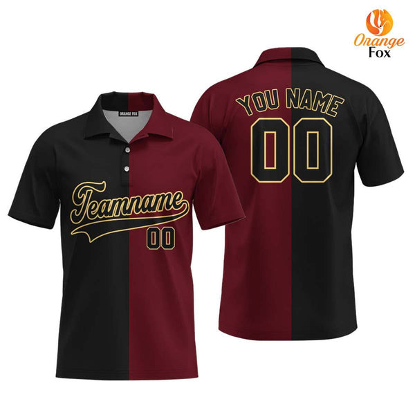 Crimson Cream Black Split Fashion Custom Polo Shirt For Men